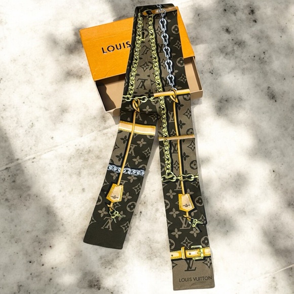 Louis Vuitton Bandeau Monogram Confidential Silk Scarf Brown & Box - Picture 2 of 7